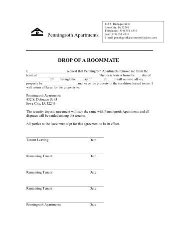 Penningroth Drop Roomate Form